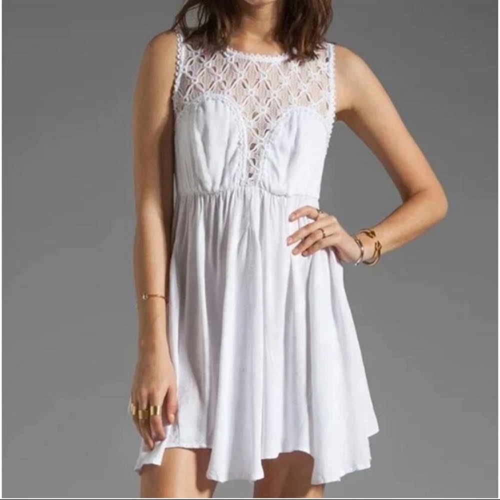 Free People White Lace Tank Mini Fiesta Dress Size Medium